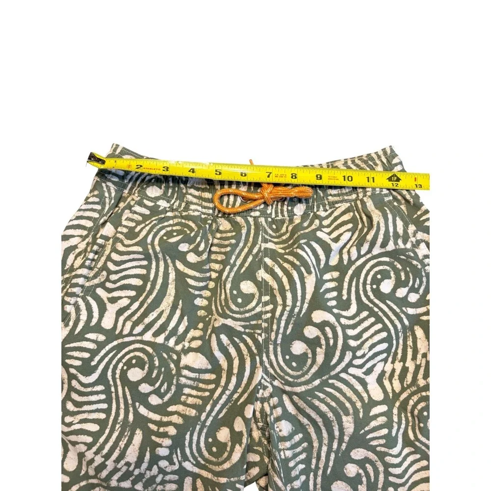 J. Crew Mens Swim‎ Trunks XS Green 6 inch stretch Batik Mesh Lined Board Shorts
